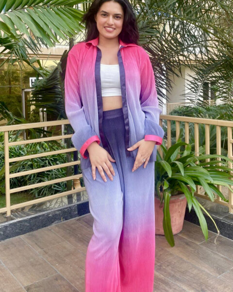 Pleated Two Piece Ombre Co-ord Set
