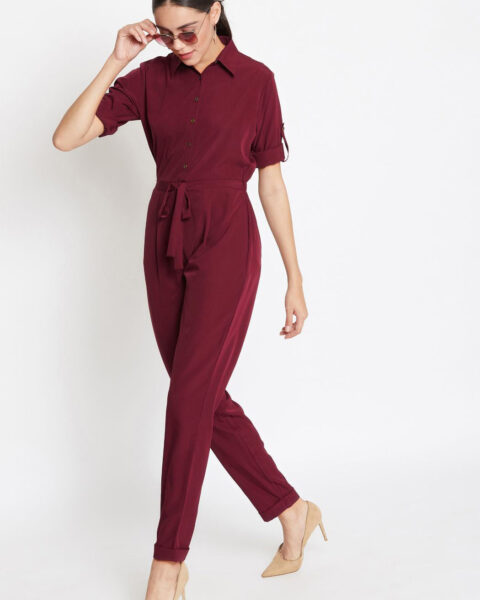 Button Down Roll-up Jumpsuit