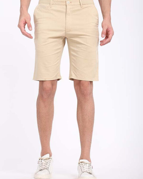 Men Solid Cotton Stretch Shorts