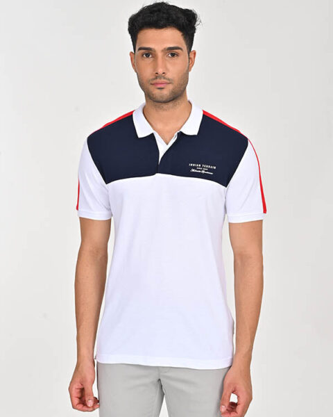 Men Color Block Polo T-Shirt