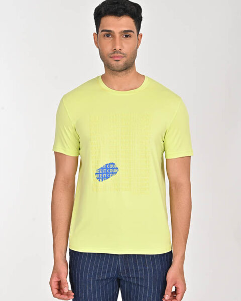 Men Sporty Moisture Graphic Crew Neck T-Shirt