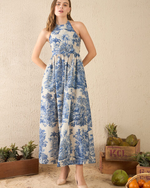 Halter Neck Cotton Maxi Dress