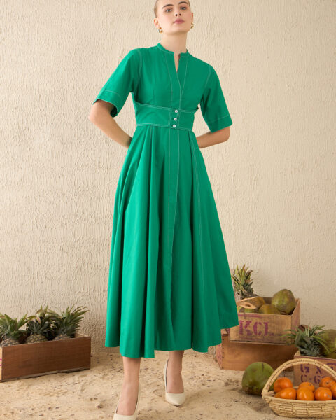 Corset Panelled Midi Dress
