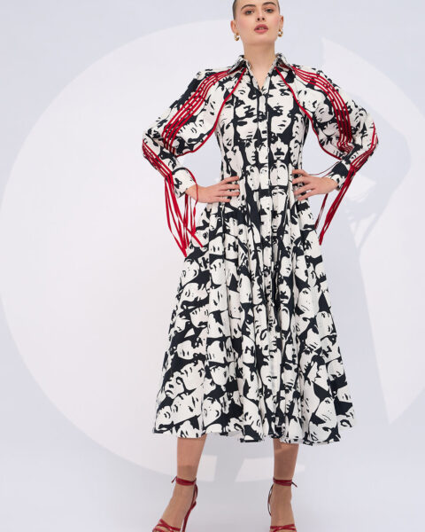 Cape Sleeves Midi Dress