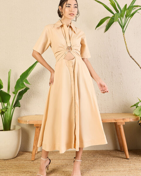 Ring Accent Shirt Dress