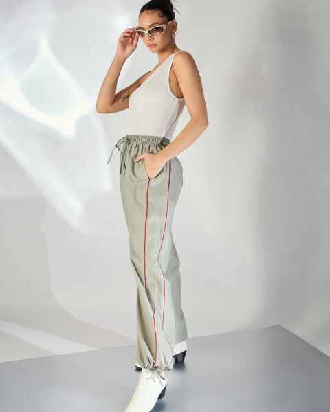 Casual Color Block Drawstring Straight Fit Pants