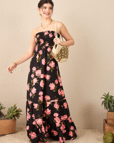 Off Shoulder Smocked Maxi Dress
