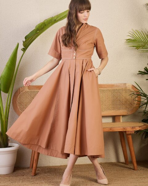 Corset Panelled Midi Dress