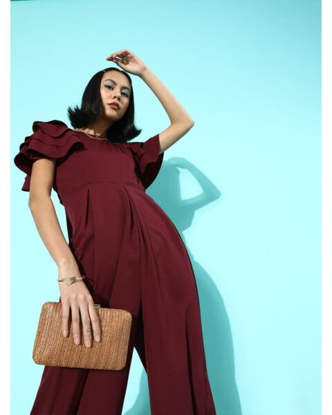Full Length Ruffled Sleeve Jumpsuit